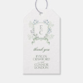 Elegantes Calligraphy Script Wappen Hochzeit Geschenkanhänger (Vorderseite)