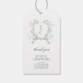 Elegantes Calligraphy Script Wappen Hochzeit Geschenkanhänger (Rückseite)