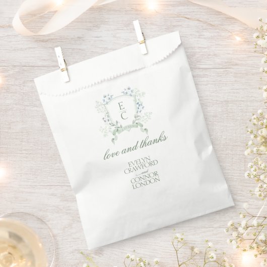 Elegantes Calligraphy Script Wappen Hochzeit Geschenktütchen (Ausgeschnitten)