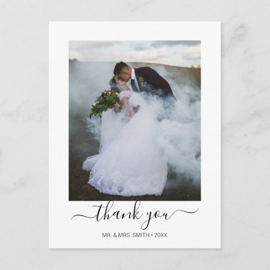 Elegantes Calligraphy Script Wedding Foto Vielen D Postkarte (Vorderseite)