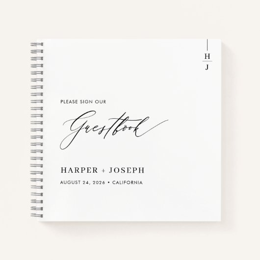 Elegantes Calligraphy Script Wedding Guest Book Notizblock (Vorderseite)