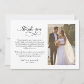 Elegantes Calligraphy Simple Modern 2x Wedding Fot Dankeskarte (Vorderseite)