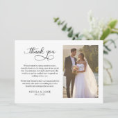 Elegantes Calligraphy Simple Modern 2x Wedding Fot Dankeskarte (Stehend Vorderseite)