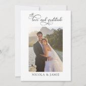 Elegantes Calligraphy Simple Modern 3 Wedding Foto Dankeskarte (Vorderseite)