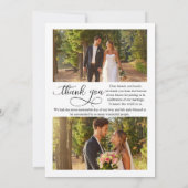 Elegantes Calligraphy Simple Modern 3 Wedding Foto Dankeskarte (Rückseite)