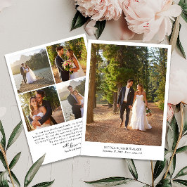 Elegantes Calligraphy Simple Modern 5 Wedding Foto Dankeskarte