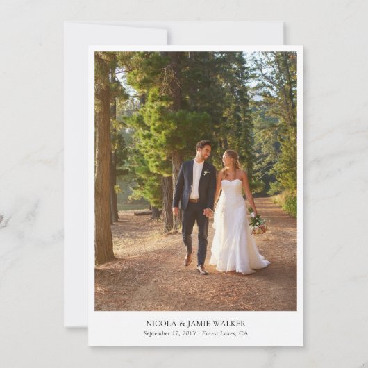 Elegantes Calligraphy Simple Modern 5 Wedding Foto Dankeskarte (Rückseite)