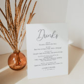 Elegantes Calligraphy Wedding Bar Menu Drink Menu Sockelschild