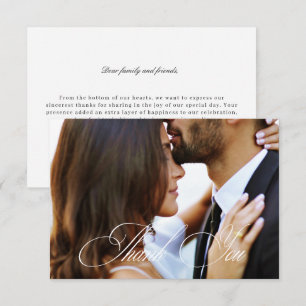 Elegantes Calligraphy Wedding Foto Dankeskarte