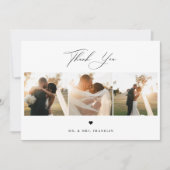 Elegantes Calligraphy Wedding Foto Dankeskarte (Vorderseite)