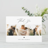 Elegantes Calligraphy Wedding Foto Dankeskarte (Stehend Vorderseite)