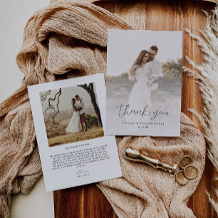 Elegantes Calligraphy Wedding Foto Dankeskarte