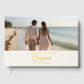Elegantes Calligraphy Wedding Foto Gästebuch (Vorderseite)