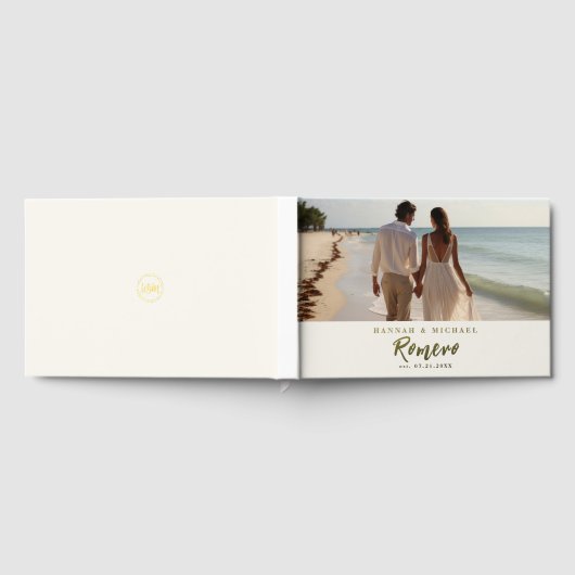 Elegantes Calligraphy Wedding Foto Gästebuch (Voll)