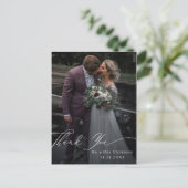 Elegantes Calligraphy Wedding Foto Vielen Dank Postkarte (Stehend Vorderseite)