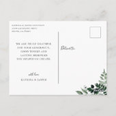 Elegantes Calligraphy Wedding Foto Vielen Dank Postkarte (Rückseite)