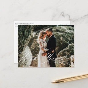 Elegantes Calligraphy Wedding Foto Vielen Dank Postkarte