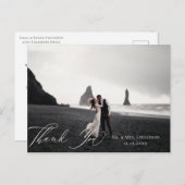 Elegantes Calligraphy Wedding Foto Vielen Dank Postkarte (Vorne/Hinten)