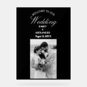 Elegantes Calligraphy Wedding Foto Willkommen Acrylschild (Vorderseite)