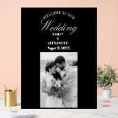Elegantes Calligraphy Wedding Foto Willkommen Acrylschild (Hochzeit)