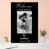 Elegantes Calligraphy Wedding Foto Willkommen Acrylschild (Hochzeit)