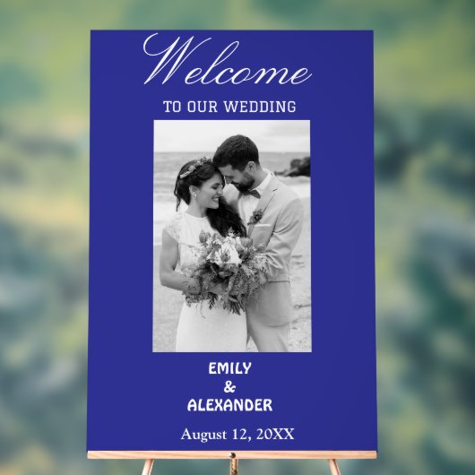 Elegantes Calligraphy Wedding Foto Willkommen Acrylschild (Neutral)