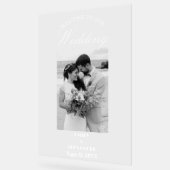 Elegantes Calligraphy Wedding Foto Willkommen Acrylschild (Winkel)