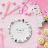 Elegantes Calligraphy Winter Greenery Brautparty Pappteller (Party)