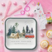 Elegantes Camping Hochzeit im Pinienwald Pappteller (Party)