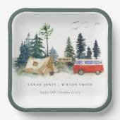 Elegantes Camping Hochzeit im Pinienwald Pappteller (Vorderseite)