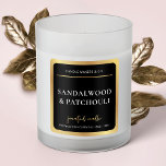 Elegantes Candle Square Label Schwarz & Gold Scrip Quadratischer Aufkleber<br><div class="desc">Erhöhen Sie Ihr Produktverpackungsdesign mit kundenspezifischen Kerzen-Etiketten. Dieses elegante, schwarz-goldgelbe, quadratische Kerzenaufkleber-Design mit eleganten Schriftart lässt Ihre Sockenwachs-Kerzengläser aussehen! Sie können Ihren Firmennamen hinzufügen und sogar Ihr Logo in diese stilvolle Produktbezeichnungsvorlage einfügen. Fügen Sie es zu Ihren Kerzen Gläser oder Dosen und machen Sie Ihre Kerzen Verpackung Design extra luxuriös....</div>