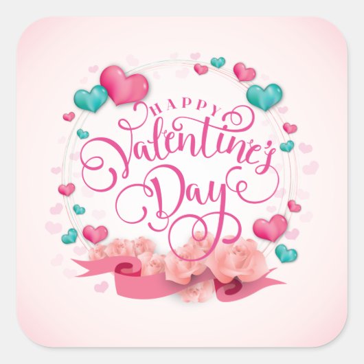 Elegantes Candy Hearts Valentine's Day Sticker Sie (Vorderseite)