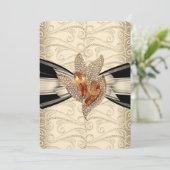 Elegantes Caramel Cream Black Gold Amber 2 Einladung (Stehend Vorderseite)