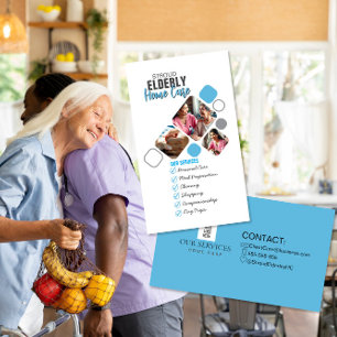 Elegantes Caregiver Foto Gray & Blue Design Visitenkarte