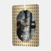 Elegantes Cat Foto Golden Snowboards Ornament Aus Metall (Vorderseite links)