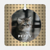 Elegantes Cat Foto Golden Snowboards Ornament Aus Metall (Rückseite)