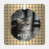 Elegantes Cat Foto Golden Snowboards Ornament Aus Metall (Vorderseite)