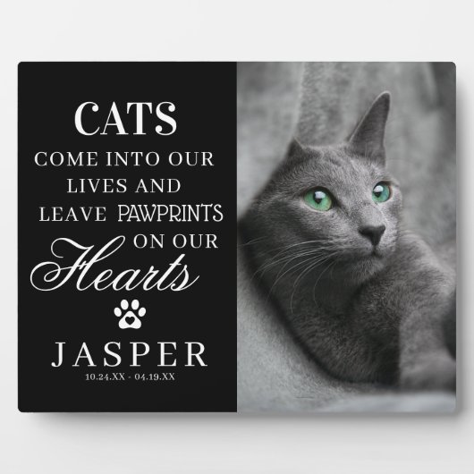 Elegantes Cat Memorial Foto & Quote Fotoplatte (Vorderseite)