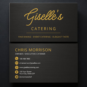 Elegantes Catering-Essen Schwarz Metallisch Visitenkarte