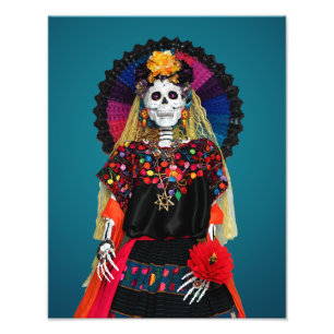 Elegantes Catrina in traditioneller mexikanischer Fotodruck