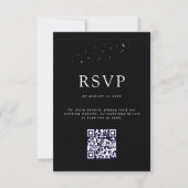 Elegantes Celestial Black QR Code Wedding Foto RSVP Karte (Vorderseite)
