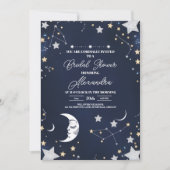 Elegantes Celestial Crescent Moon Brautparty Einladung (Vorderseite)
