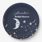 Elegantes Celestial Crescent Moon Brautparty Pappteller (Vorderseite)