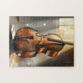 Elegantes Cello in einem hellen Studio Puzzle (Horizontal)