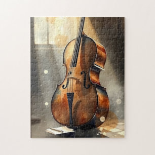 Elegantes Cello in einem hellen Studio Puzzle