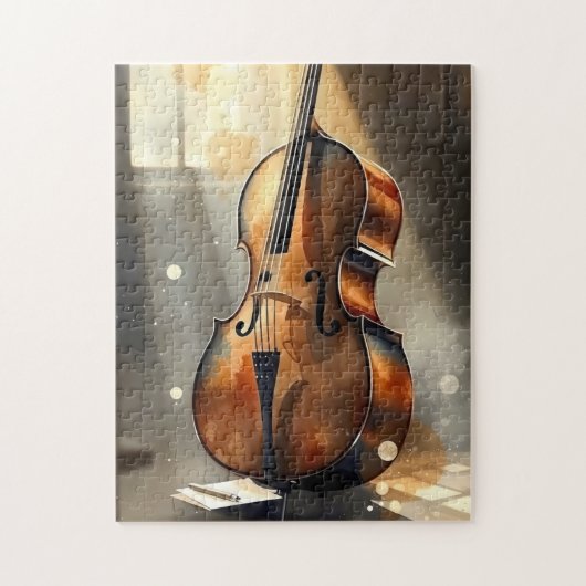 Elegantes Cello in einem hellen Studio Puzzle (Vertikal)