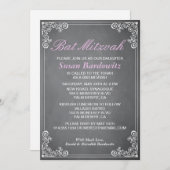 Elegantes Chalkboard Bat Mitzvah Einladung (Vorne/Hinten)