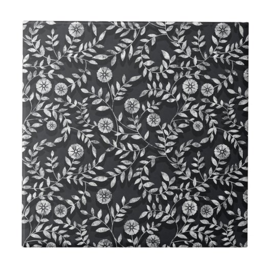 Elegantes Chalkboard Blumenmuster Fliese (Vorderseite)