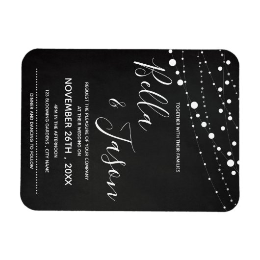 Elegantes Chalkboard mit String Lights Wedding Magnet (Horizontal)