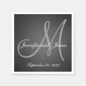Elegantes Chalkboard Monogramm Papier Napkins Serviette (Vorderseite)